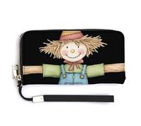 Jubonexis Carino spaventapasseri su palo in legno acquerello pochette lunga bifold portafoglio, portamonete porta carte di credito, durevole porta carte di credito per donne uomini
