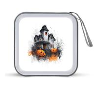 Jubonexis Caso di Halloween Haunted House Ghost Pumpkin CD DVD Storage Case Portatile per Auto Casa Viaggio