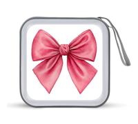 Jubonexis Caso di immagazzinaggio del CD DVD dell'acquerello rosa Coquette Bow custodia portatile per auto casa viaggio