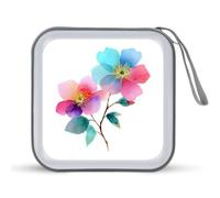 Jubonexis Caso di immagazzinaggio del CD semplice del fiore dell'acquerello della cassa di immagazzinaggio del DVD portatile per la casa