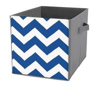 Jubonexis Cestini cubici bianchi e blu a forma di onda, pieghevoli, decorativi, in tessuto, organizer per la casa, con manici, per scaffali, armadi, 27 x 27 cm