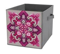 Jubonexis Cestini portaoggetti a forma di cubo asimmetrici rosa, cubi, pieghevoli, decorativi, in tessuto, organizer per la casa, con manici, per scaffali, armadi, 27 x 27 cm
