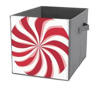 Jubonexis Cestini portaoggetti a forma di cubo, con motivo a vortice, colore rosso e bianco, pieghevoli, decorativi, in tessuto, con manici, per scaffali, armadi, 27 x 27 cm