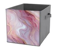 Jubonexis Cestini portaoggetti a forma di cubo, con struttura in marmo rosa pastello con vortici, cubi, pieghevoli, decorativi, in tessuto, organizer per la casa, con manici, per scaffali, armadi, 27