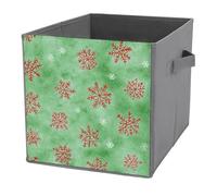 Jubonexis Cestini portaoggetti a forma di cubo di Natale con fiocchi di neve ad acquerello, pieghevoli, decorativi, in tessuto, organizer per la casa, con manici per scaffali, armadi, 27 x 27 cm