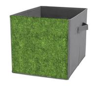 Jubonexis Cestini portaoggetti a forma di cubo in feltro verde erba, pieghevoli, decorativi, in tessuto, organizer per la casa, con manici per scaffali, armadio, 27 x 27 cm