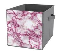 Jubonexis Cestini portaoggetti a forma di cubo, in marmo magenta, pieghevoli, decorativi, in tessuto, per la casa, con manici, per scaffali, armadi, 27 x 27 cm