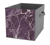 Jubonexis Cestini portaoggetti a forma di cubo in marmo viola scuro, pieghevoli, decorativi, in tessuto, organizer per la casa, con manici, per scaffali, armadi, 27 x 27 cm