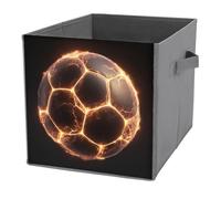 Jubonexis Cestini portaoggetti a forma di cubo per palloni da calcio, pieghevoli, decorativi, in tessuto, organizer per la casa, con manici per scaffali, armadi, 27 x 27 cm