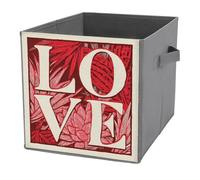 Jubonexis Cestini portaoggetti a forma di cubo tropicale per San Valentino, pieghevoli, decorativi, in tessuto, organizer per la casa, con manici per scaffali, armadio, 27 x 27 cm
