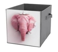 Jubonexis Cestini portaoggetti a forma di elefante, pieghevoli, decorativi, in tessuto, con manici, per scaffali, armadi, 27 x 27 cm, colore: rosa