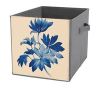 Jubonexis Cestini portaoggetti a forma di foglie di piante, cubi, pieghevoli, decorativi, in tessuto, organizer per la casa, con manici, per scaffali, armadi, 27 x 27 cm