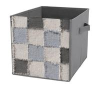 Jubonexis Cestini portaoggetti in tessuto sfilacciato a scacchiera blu e grigio, cubi portaoggetti pieghevoli decorativi in tessuto, cestini portaoggetti per la casa con manici per scaffali, armadio