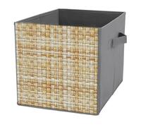 Jubonexis Cestino in vimini intrecciato beige cubi portaoggetti cubi portaoggetti pieghevoli decorativi in tessuto cestini portaoggetti per la casa con manici per scaffali, armadio, 27 x 27 cm