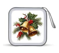 Jubonexis Christmas Golden Bells Evergreen Tree Custodia CD DVD Custodia Portatile per Auto Casa Viaggio