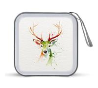 Jubonexis Christmas Reindeer Head CD Case DVD Storage Case Portable per auto casa viaggio