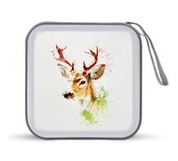 Jubonexis Christmas Reindeer Head Watercolor CD DVD Storage Case Portable per auto casa viaggio