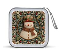 Jubonexis Christmas Snowman with Holly Leaves CD Case DVD Storage Case Portable for Car Home Travel