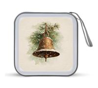 Jubonexis Christmas Vintage Copper Bell CD Case DVD Storage Case Portatile per Auto Casa Viaggio