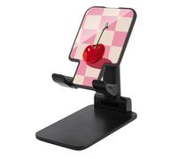 Jubonexis Ciliegia minimalista su rosa bianco scacchiera supporto per telefono cellulare pieghevole regolabile per scrivania