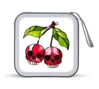 Jubonexis Ciliegie in vetro colorato con volto di teschio, custodia per CD e DVD, portatile, per auto, casa, viaggio