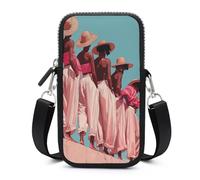 Jubonexis Cinque donne africane con pelle nera ricca Crossbody borsa per telefono cellulare borsa smartphone con tracolla regolabile