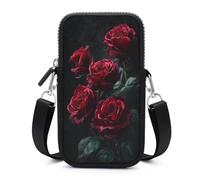 Jubonexis Cinque Rose Rosse Scure Crossbody Borsa Smartphone Borsa Per Cellulare Con Cinghia Regolabile