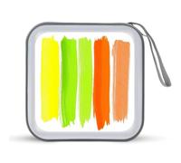 Jubonexis Cinque strisce verticali giallo neon verde CD caso di immagazzinaggio DVD portatile