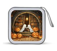 Jubonexis Circolare Biblioteca Halloween Fantasmi Zucca CD DVD Custodia Portatile per Auto Casa Viaggio