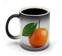 Jubonexis Clementine con una foglia verde che cambia colore tazza in ceramica cambia calore tazza da caffè novità divertente tazza da tè acqua 325 ml