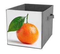 Jubonexis Clementine con una foglia verde cubi contenitori cubi portaoggetti pieghevoli decorativi in tessuto cestini portaoggetti organizer per la casa con manici per scaffali, armadio, 27 x 27 cm