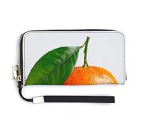 Jubonexis Clementine con una foglia verde pochette in pelle PU lungo bifold portafoglio, portamonete porta carte di credito custodia durevole porta carte di credito per donne uomini