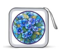 Jubonexis Cluster of Blue Flowers CD Case DVD Storage Case Portatile per Auto Casa Viaggio