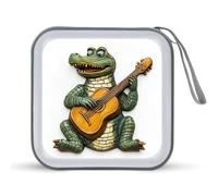 Jubonexis Coccodrillo che suona una chitarra classica, custodia per CD e DVD, portatile, per auto, casa, viaggio