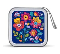 Jubonexis Colorful Folk Art Flowers CD Case DVD Storage Case Portable