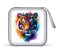 Jubonexis Colorful Tiger Face CD Case DVD Storage Case Portatile per Auto Casa Viaggio