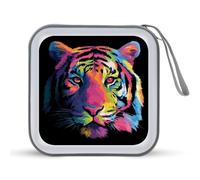 Jubonexis Colorful Tiger Face CD Case DVD Storage Case Portatile per Auto Casa Viaggio