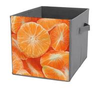 Jubonexis Contenitori cubici a segmenti arancioni, pieghevoli, decorativi, in tessuto, organizer per la casa, con manici, per scaffali, armadi, 27 x 27 cm