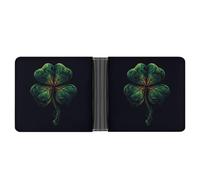 Jubonexis Cool Shamrock on Black Soft PU Leather Bifold Portafoglio, Portamonete Credit Pass Case, Durable Card Holder Slim Billfold per Uomini Donna Conservazione Soldi