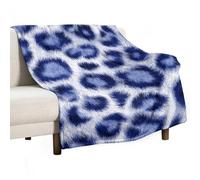 Jubonexis Coperta anti-pelucchi blu e bianca leopardata, comoda e resistente, per camera da letto, soggiorno, divano, letto, 127 x 152,4 cm