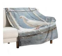 Jubonexis Coperta vintage bianca con colomba sul davanzale della finestra, comoda e resistente, per camera da letto, soggiorno, divano, letto, 127 x 152,4 cm