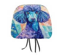 Jubonexis Copertura per poggiatesta auto con stampa a forma di cane, 2 pezzi, elastica, comoda, per donne e uomini, universale, adatta alla maggior parte delle auto, furgoni, SUV, camion, accessori