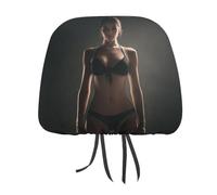 Jubonexis Copertura per poggiatesta auto, con stampa di una bella donna, 2 pezzi, elastica, comoda, per donne e uomini, universale, adatta alla maggior parte delle auto, furgoni, SUV, camion