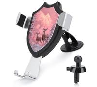 Jubonexis Coppia di cervi nella neve rosa cielo auto supporto per telefono cellulare supporto triangolo clip base di ventilazione cellulare supporto auto accessori automobilistici per 4-6 pollici