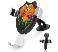 Jubonexis Coppia di fenicotteri in vetro colorato a forma di cuore supporto per telefono da auto supporto per telefono triangolare con clip base per bocchetta dell'aria Supporto per telefono cellulare