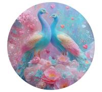 Jubonexis Coppia di simpatici pavoni uccelli innamorati grande tappeto rotondo tappeto moderno antiscivolo circolare tappeto 90 cm