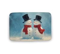 Jubonexis Coppia di simpatici pupazzi di neve con parte superiore nera, tappetino da bagno extra morbido in velluto di corallo, rapido assorbimento d'acqua, antiscivolo, comodi tappetini da bagno 50 x