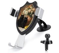 Jubonexis Coppia di supporti per telefono da auto a forma di gatto nero con base a clip triangolare, supporto per bocchetta dell'aria, accessori automobilistici per smartphone da 4 a 6 pollici