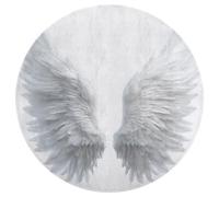 Jubonexis Coppia di tappeti rotondi con ali d'angelo, colore bianco, grandi, moderni, antiscivolo, 90 cm