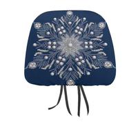 Jubonexis Copritesta per auto con perle e cristalli, con stampa di fiocchi di neve, 2 pezzi, elastica, comoda, per donne e uomini, universale, adatta alla maggior parte delle auto, furgoni, SUV